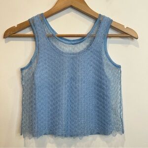 Zara Girls Tulle Mesh Layered Tank Top Baby Blue